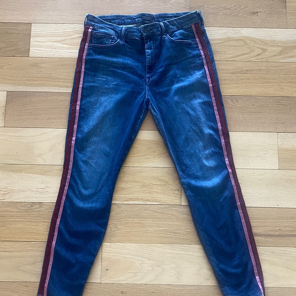 MOTHER Blue Jeans with Red Stripe